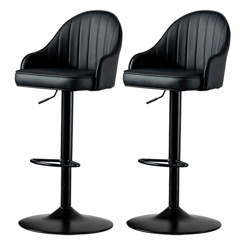 Industrial Style Bar-stool Iron Legs Leather Seat for Restaurant Bar Black Black 2 Piece Set Clearhalo 'Bar Furniture' 'Bar Stools' 'bar_stools' 'furn' 'furn_bar_stools' 'furniture_bar_stools' 'Kitchen & Dining Furniture' 'kitchen&dining_furn' 'kitchen' 'kitchen_furn' Furniture' 4575938