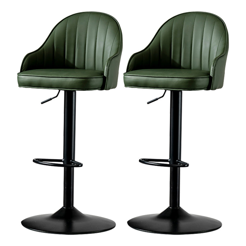 Industrial Style Bar-stool Iron Legs Leather Seat for Restaurant Bar Blackish Green Black 2 Piece Set Clearhalo 'Bar Furniture' 'Bar Stools' 'bar_stools' 'furn' 'furn_bar_stools' 'furniture_bar_stools' 'Kitchen & Dining Furniture' 'kitchen&dining_furn' 'kitchen' 'kitchen_furn' Furniture' 4575939