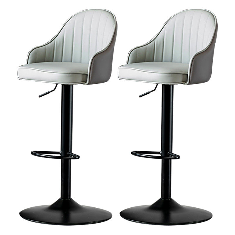 Industrial Style Bar-stool Iron Legs Leather Seat for Restaurant Bar Grey Black 2 Piece Set Clearhalo 'Bar Furniture' 'Bar Stools' 'bar_stools' 'furn' 'furn_bar_stools' 'furniture_bar_stools' 'Kitchen & Dining Furniture' 'kitchen&dining_furn' 'kitchen' 'kitchen_furn' Furniture' 4575940