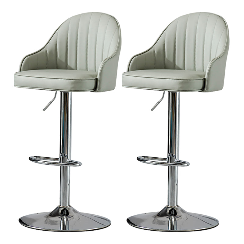 Industrial Style Bar-stool Iron Legs Leather Seat for Restaurant Bar Light Gray Silver 2 Piece Set Clearhalo 'Bar Furniture' 'Bar Stools' 'bar_stools' 'furn' 'furn_bar_stools' 'furniture_bar_stools' 'Kitchen & Dining Furniture' 'kitchen&dining_furn' 'kitchen' 'kitchen_furn' Furniture' 4575941