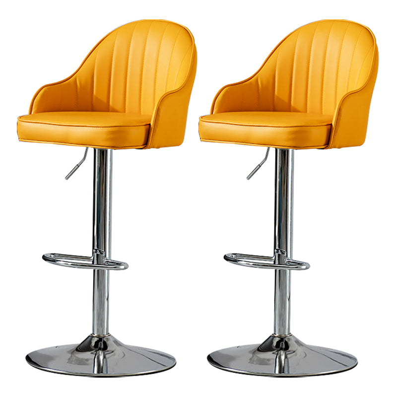 Industrial Style Bar-stool Iron Legs Leather Seat for Restaurant Bar Yellow Silver 2 Piece Set Clearhalo 'Bar Furniture' 'Bar Stools' 'bar_stools' 'furn' 'furn_bar_stools' 'furniture_bar_stools' 'Kitchen & Dining Furniture' 'kitchen&dining_furn' 'kitchen' 'kitchen_furn' Furniture' 4575942