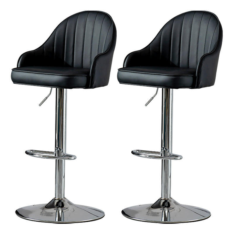 Industrial Style Bar-stool Iron Legs Leather Seat for Restaurant Bar Black Silver 2 Piece Set Clearhalo 'Bar Furniture' 'Bar Stools' 'bar_stools' 'furn' 'furn_bar_stools' 'furniture_bar_stools' 'Kitchen & Dining Furniture' 'kitchen&dining_furn' 'kitchen' 'kitchen_furn' Furniture' 4575945