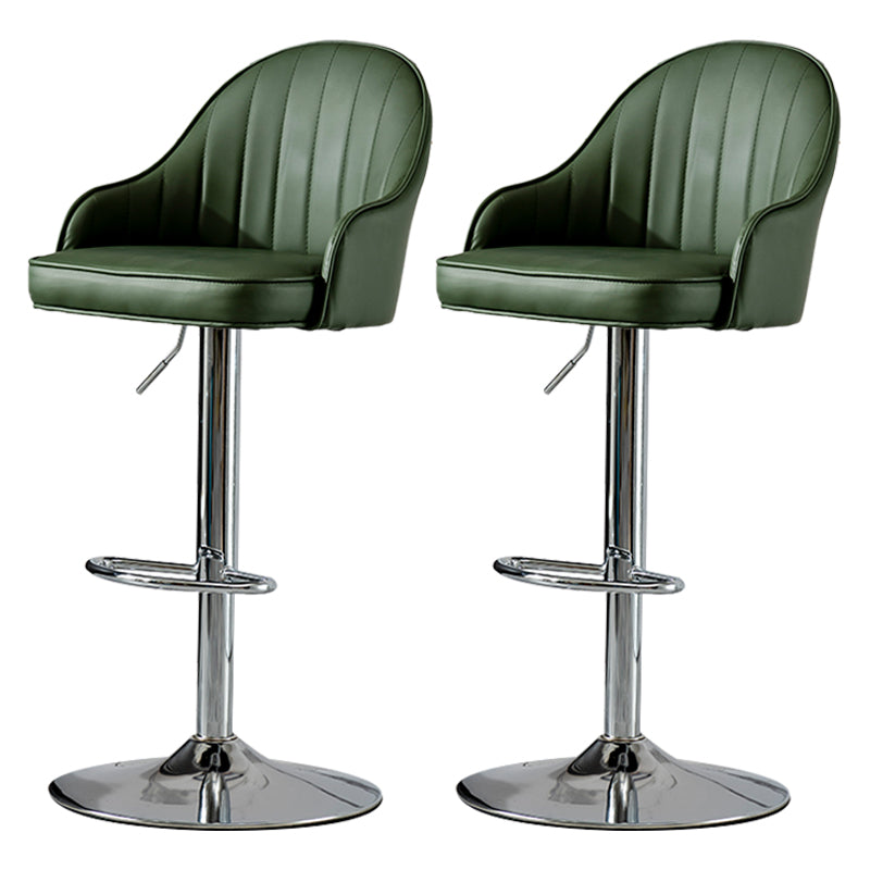 Industrial Style Bar-stool Iron Legs Leather Seat for Restaurant Bar Blackish Green Silver 2 Piece Set Clearhalo 'Bar Furniture' 'Bar Stools' 'bar_stools' 'furn' 'furn_bar_stools' 'furniture_bar_stools' 'Kitchen & Dining Furniture' 'kitchen&dining_furn' 'kitchen' 'kitchen_furn' Furniture' 4575946