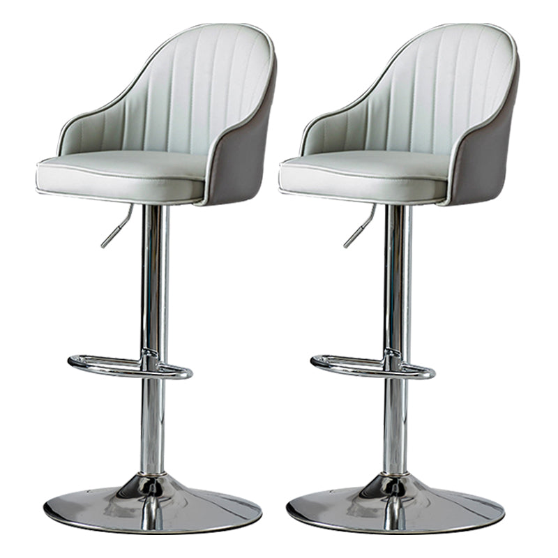Industrial Style Bar-stool Iron Legs Leather Seat for Restaurant Bar Grey Silver 2 Piece Set Clearhalo 'Bar Furniture' 'Bar Stools' 'bar_stools' 'furn' 'furn_bar_stools' 'furniture_bar_stools' 'Kitchen & Dining Furniture' 'kitchen&dining_furn' 'kitchen' 'kitchen_furn' Furniture' 4575947
