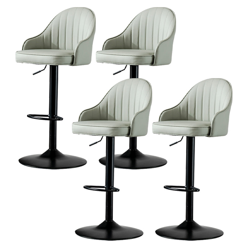 Industrial Style Bar-stool Iron Legs Leather Seat for Restaurant Bar Light Gray Black 4 Piece Set Clearhalo 'Bar Furniture' 'Bar Stools' 'bar_stools' 'furn' 'furn_bar_stools' 'furniture_bar_stools' 'Kitchen & Dining Furniture' 'kitchen&dining_furn' 'kitchen' 'kitchen_furn' Furniture' 4575948