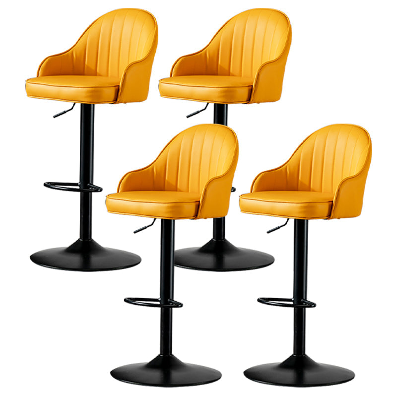 Industrial Style Bar-stool Iron Legs Leather Seat for Restaurant Bar Yellow Black 4 Piece Set Clearhalo 'Bar Furniture' 'Bar Stools' 'bar_stools' 'furn' 'furn_bar_stools' 'furniture_bar_stools' 'Kitchen & Dining Furniture' 'kitchen&dining_furn' 'kitchen' 'kitchen_furn' Furniture' 4575949