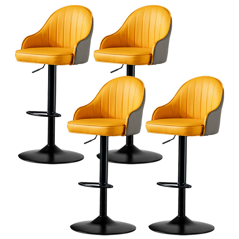 Industrial Style Bar-stool Iron Legs Leather Seat for Restaurant Bar Light Gray-Yellow Black 4 Piece Set Clearhalo 'Bar Furniture' 'Bar Stools' 'bar_stools' 'furn' 'furn_bar_stools' 'furniture_bar_stools' 'Kitchen & Dining Furniture' 'kitchen&dining_furn' 'kitchen' 'kitchen_furn' Furniture' 4575950
