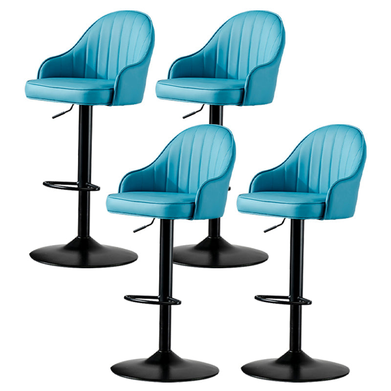 Industrial Style Bar-stool Iron Legs Leather Seat for Restaurant Bar Sky Blue Black 4 Piece Set Clearhalo 'Bar Furniture' 'Bar Stools' 'bar_stools' 'furn' 'furn_bar_stools' 'furniture_bar_stools' 'Kitchen & Dining Furniture' 'kitchen&dining_furn' 'kitchen' 'kitchen_furn' Furniture' 4575951