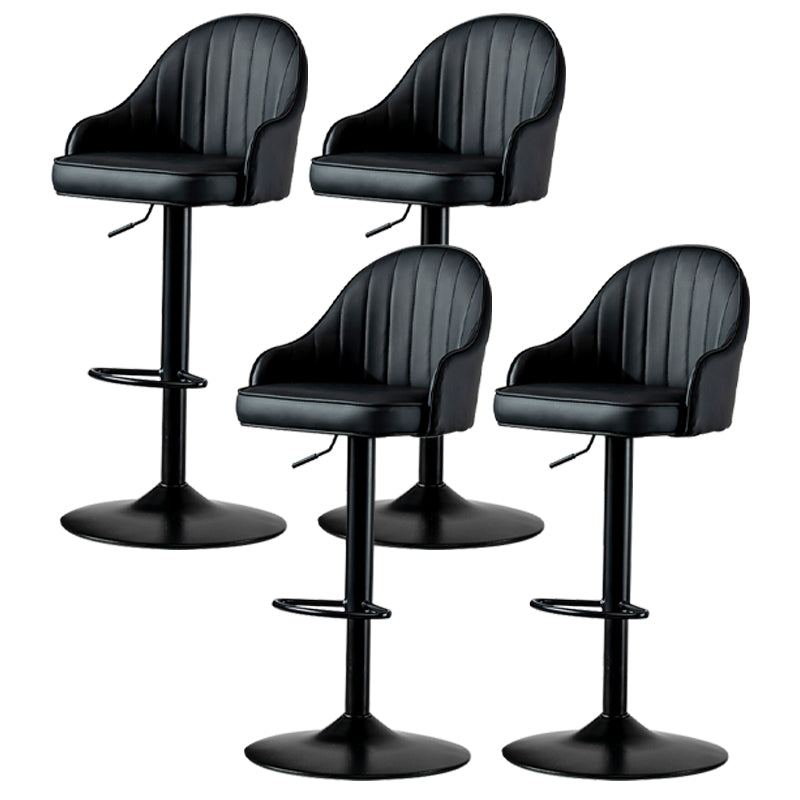 Industrial Style Bar-stool Iron Legs Leather Seat for Restaurant Bar Black Black 4 Piece Set Clearhalo 'Bar Furniture' 'Bar Stools' 'bar_stools' 'furn' 'furn_bar_stools' 'furniture_bar_stools' 'Kitchen & Dining Furniture' 'kitchen&dining_furn' 'kitchen' 'kitchen_furn' Furniture' 4575952