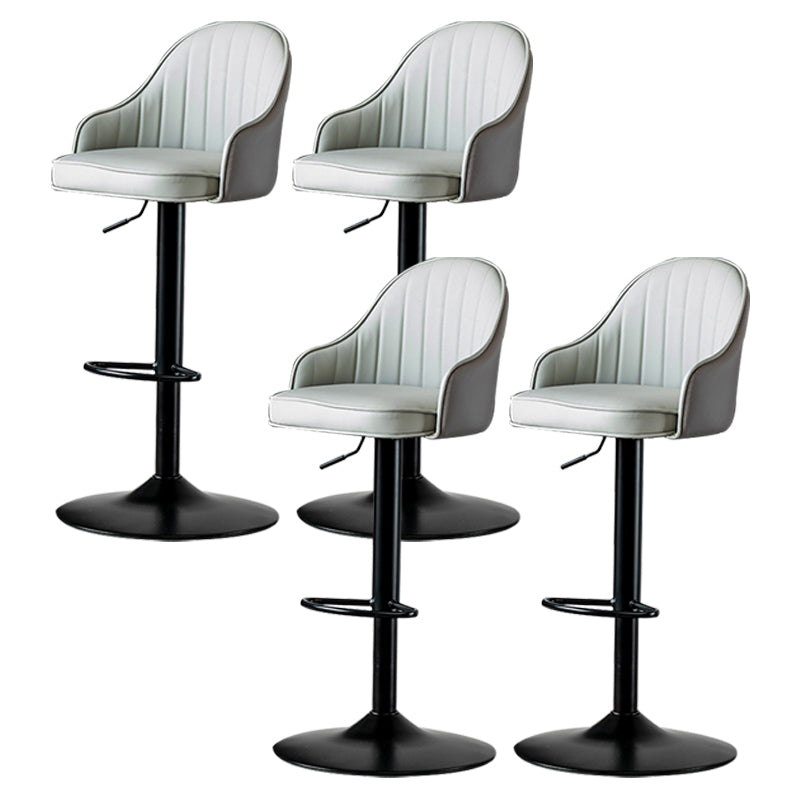 Industrial Style Bar-stool Iron Legs Leather Seat for Restaurant Bar Grey Black 4 Piece Set Clearhalo 'Bar Furniture' 'Bar Stools' 'bar_stools' 'furn' 'furn_bar_stools' 'furniture_bar_stools' 'Kitchen & Dining Furniture' 'kitchen&dining_furn' 'kitchen' 'kitchen_furn' Furniture' 4575954