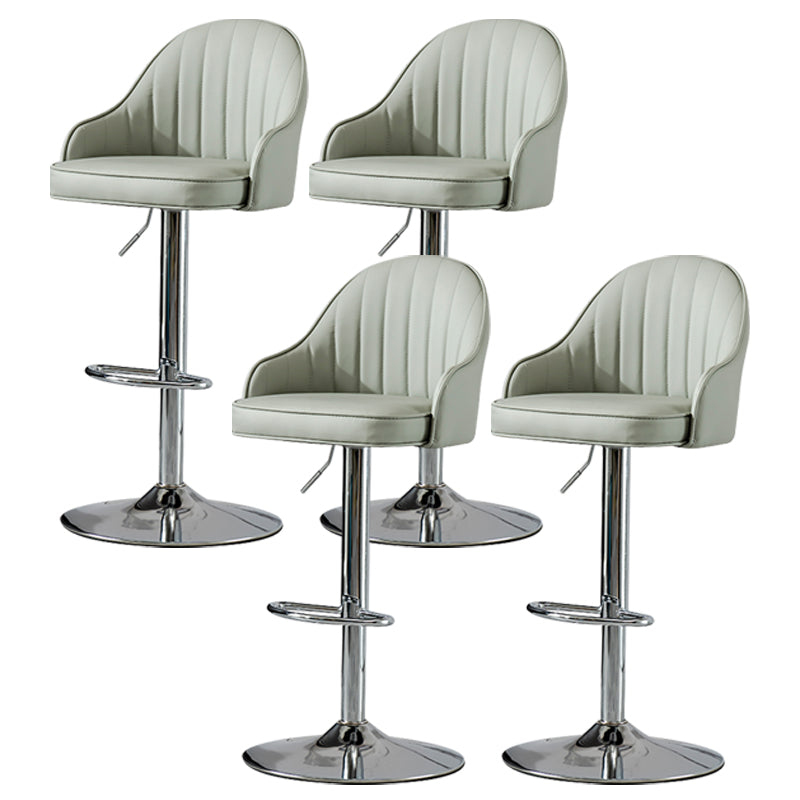 Industrial Style Bar-stool Iron Legs Leather Seat for Restaurant Bar Light Gray Silver 4 Piece Set Clearhalo 'Bar Furniture' 'Bar Stools' 'bar_stools' 'furn' 'furn_bar_stools' 'furniture_bar_stools' 'Kitchen & Dining Furniture' 'kitchen&dining_furn' 'kitchen' 'kitchen_furn' Furniture' 4575955