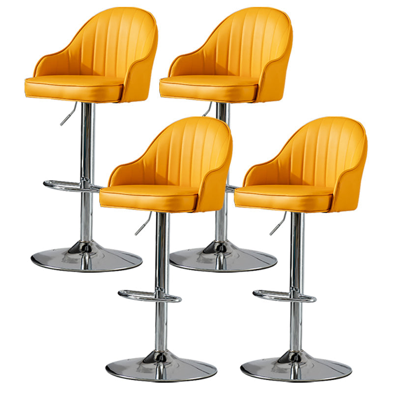 Industrial Style Bar-stool Iron Legs Leather Seat for Restaurant Bar Yellow Silver 4 Piece Set Clearhalo 'Bar Furniture' 'Bar Stools' 'bar_stools' 'furn' 'furn_bar_stools' 'furniture_bar_stools' 'Kitchen & Dining Furniture' 'kitchen&dining_furn' 'kitchen' 'kitchen_furn' Furniture' 4575956