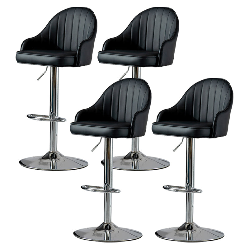 Industrial Style Bar-stool Iron Legs Leather Seat for Restaurant Bar Black Silver 4 Piece Set Clearhalo 'Bar Furniture' 'Bar Stools' 'bar_stools' 'furn' 'furn_bar_stools' 'furniture_bar_stools' 'Kitchen & Dining Furniture' 'kitchen&dining_furn' 'kitchen' 'kitchen_furn' Furniture' 4575959