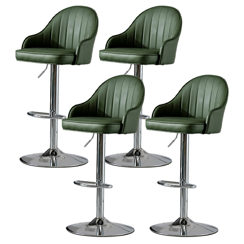 Industrial Style Bar-stool Iron Legs Leather Seat for Restaurant Bar Blackish Green Silver 4 Piece Set Clearhalo 'Bar Furniture' 'Bar Stools' 'bar_stools' 'furn' 'furn_bar_stools' 'furniture_bar_stools' 'Kitchen & Dining Furniture' 'kitchen&dining_furn' 'kitchen' 'kitchen_furn' Furniture' 4575960