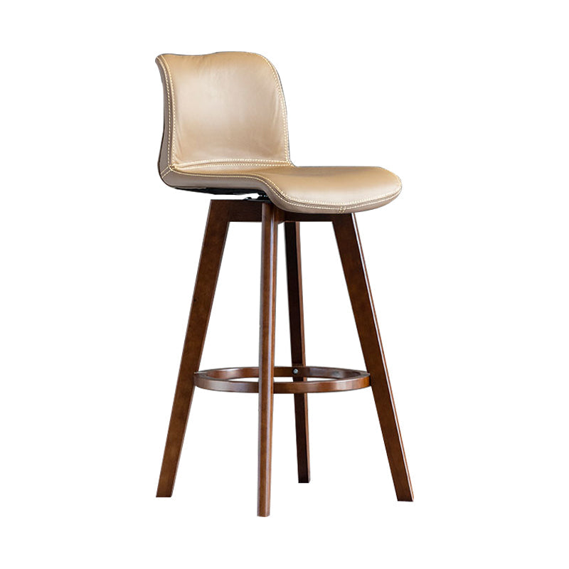 Scandinavia Style Bar-stool Wooden Legs Rectangle Seat for Kitchen Bar Dark Khaki Brown 1 Piece Clearhalo 'Bar Furniture' 'Bar Stools' 'bar_stools' 'furn' 'furn_bar_stools' 'furniture_bar_stools' 'Kitchen & Dining Furniture' 'kitchen&dining_furn' 'kitchen' 'kitchen_furn' Furniture' 4575966