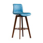 Scandinavia Style Bar-stool Wooden Legs Rectangle Seat for Kitchen Bar Royal Blue Brown 1 Piece Clearhalo 'Bar Furniture' 'Bar Stools' 'bar_stools' 'furn' 'furn_bar_stools' 'furniture_bar_stools' 'Kitchen & Dining Furniture' 'kitchen&dining_furn' 'kitchen' 'kitchen_furn' Furniture' 4575969