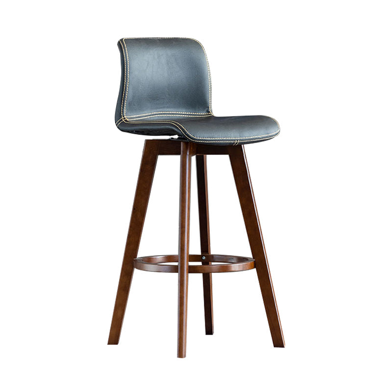 Scandinavia Style Bar-stool Wooden Legs Rectangle Seat for Kitchen Bar Matte Black Brown 1 Piece Clearhalo 'Bar Furniture' 'Bar Stools' 'bar_stools' 'furn' 'furn_bar_stools' 'furniture_bar_stools' 'Kitchen & Dining Furniture' 'kitchen&dining_furn' 'kitchen' 'kitchen_furn' Furniture' 4575978