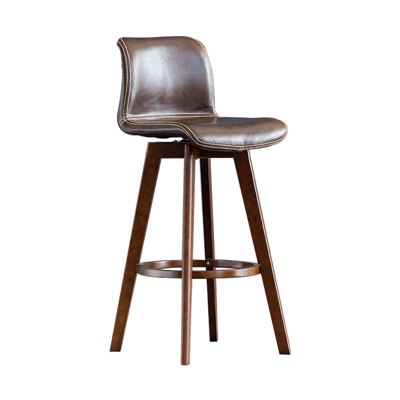 Scandinavia Style Bar-stool Wooden Legs Rectangle Seat for Kitchen Bar Dark Brown Brown 1 Piece Clearhalo 'Bar Furniture' 'Bar Stools' 'bar_stools' 'furn' 'furn_bar_stools' 'furniture_bar_stools' 'Kitchen & Dining Furniture' 'kitchen&dining_furn' 'kitchen' 'kitchen_furn' Furniture' 4575981