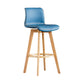 Scandinavia Style Bar-stool Wooden Legs Rectangle Seat for Kitchen Bar Royal Blue Natural 1 Piece Clearhalo 'Bar Furniture' 'Bar Stools' 'bar_stools' 'furn' 'furn_bar_stools' 'furniture_bar_stools' 'Kitchen & Dining Furniture' 'kitchen&dining_furn' 'kitchen' 'kitchen_furn' Furniture' 4575986