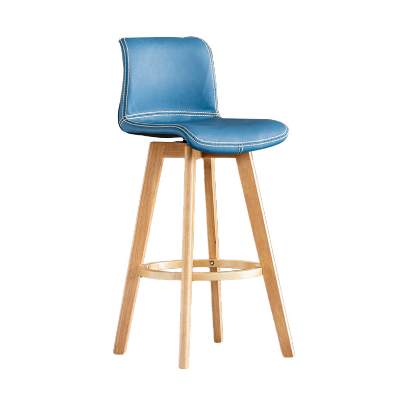 Scandinavia Style Bar-stool Wooden Legs Rectangle Seat for Kitchen Bar Royal Blue Natural 1 Piece Clearhalo 'Bar Furniture' 'Bar Stools' 'bar_stools' 'furn' 'furn_bar_stools' 'furniture_bar_stools' 'Kitchen & Dining Furniture' 'kitchen&dining_furn' 'kitchen' 'kitchen_furn' Furniture' 4575986