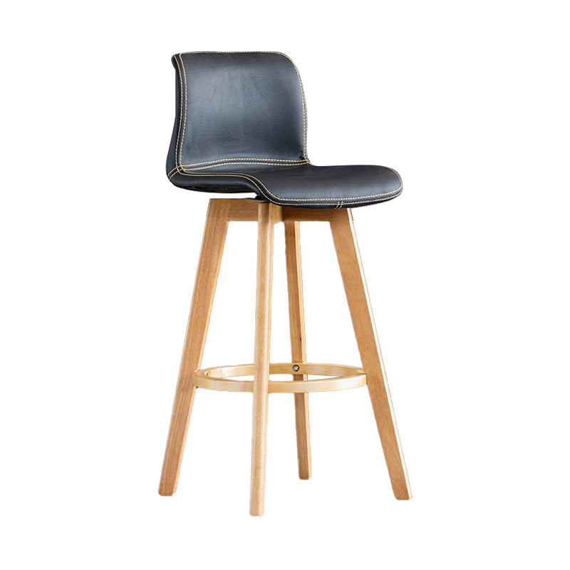 Scandinavia Style Bar-stool Wooden Legs Rectangle Seat for Kitchen Bar Matte Black Natural 1 Piece Clearhalo 'Bar Furniture' 'Bar Stools' 'bar_stools' 'furn' 'furn_bar_stools' 'furniture_bar_stools' 'Kitchen & Dining Furniture' 'kitchen&dining_furn' 'kitchen' 'kitchen_furn' Furniture' 4575990