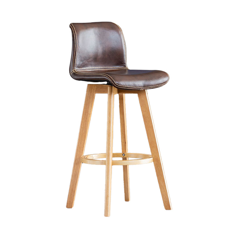 Scandinavia Style Bar-stool Wooden Legs Rectangle Seat for Kitchen Bar Dark Brown Natural 1 Piece Clearhalo 'Bar Furniture' 'Bar Stools' 'bar_stools' 'furn' 'furn_bar_stools' 'furniture_bar_stools' 'Kitchen & Dining Furniture' 'kitchen&dining_furn' 'kitchen' 'kitchen_furn' Furniture' 4575992