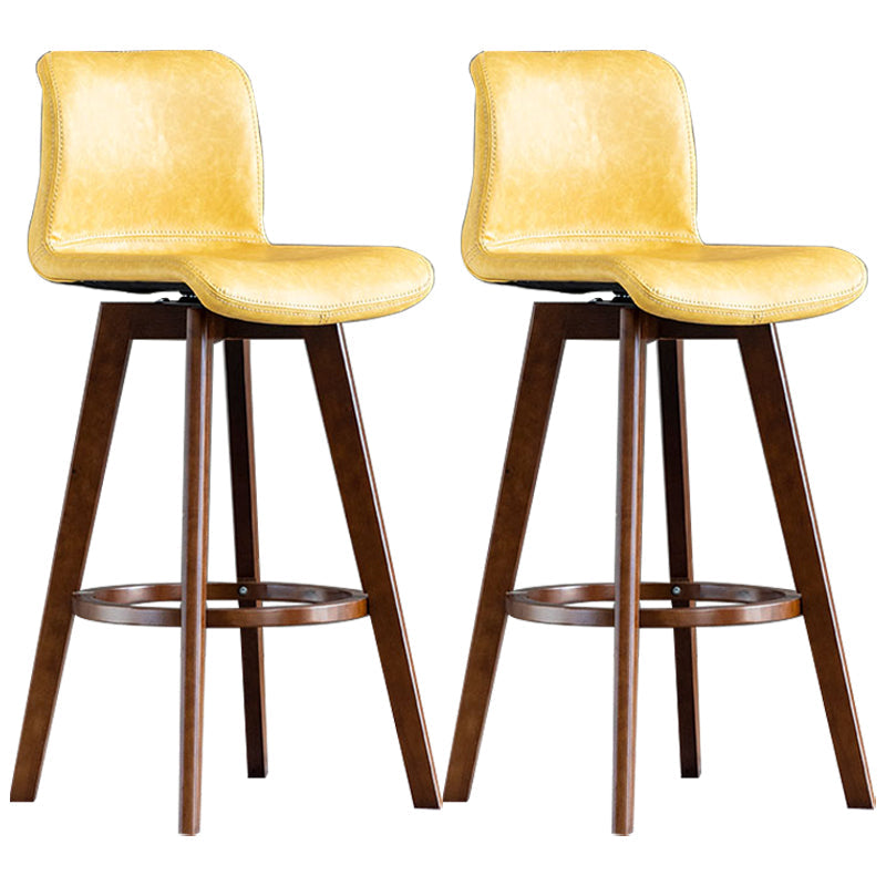 Scandinavia Style Bar-stool Wooden Legs Rectangle Seat for Kitchen Bar Yellow Brown 2 Piece Set Clearhalo 'Bar Furniture' 'Bar Stools' 'bar_stools' 'furn' 'furn_bar_stools' 'furniture_bar_stools' 'Kitchen & Dining Furniture' 'kitchen&dining_furn' 'kitchen' 'kitchen_furn' Furniture' 4575993