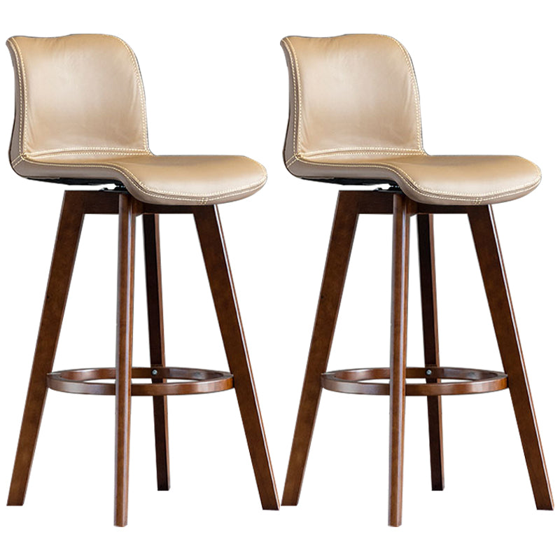 Scandinavia Style Bar-stool Wooden Legs Rectangle Seat for Kitchen Bar Dark Khaki Brown 2 Piece Set Clearhalo 'Bar Furniture' 'Bar Stools' 'bar_stools' 'furn' 'furn_bar_stools' 'furniture_bar_stools' 'Kitchen & Dining Furniture' 'kitchen&dining_furn' 'kitchen' 'kitchen_furn' Furniture' 4575994