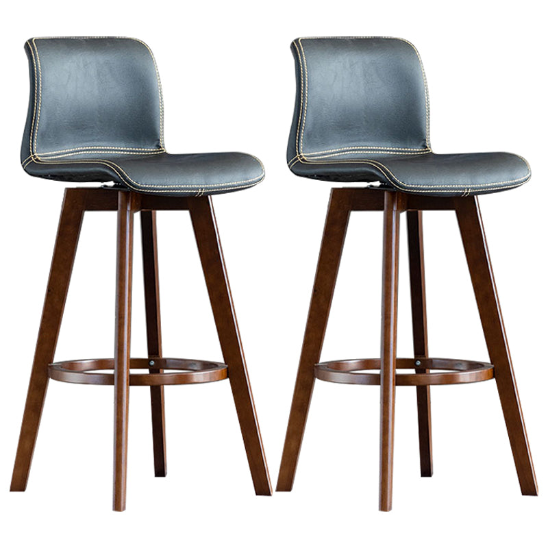 Scandinavia Style Bar-stool Wooden Legs Rectangle Seat for Kitchen Bar Matte Black Brown 2 Piece Set Clearhalo 'Bar Furniture' 'Bar Stools' 'bar_stools' 'furn' 'furn_bar_stools' 'furniture_bar_stools' 'Kitchen & Dining Furniture' 'kitchen&dining_furn' 'kitchen' 'kitchen_furn' Furniture' 4576000