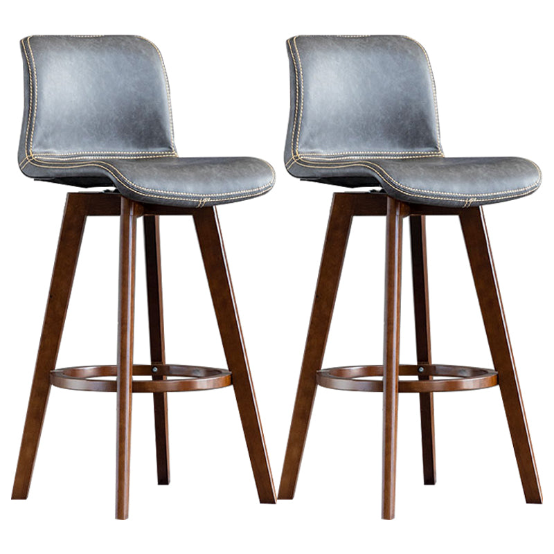 Scandinavia Style Bar-stool Wooden Legs Rectangle Seat for Kitchen Bar Grey Brown 2 Piece Set Clearhalo 'Bar Furniture' 'Bar Stools' 'bar_stools' 'furn' 'furn_bar_stools' 'furniture_bar_stools' 'Kitchen & Dining Furniture' 'kitchen&dining_furn' 'kitchen' 'kitchen_furn' Furniture' 4576001