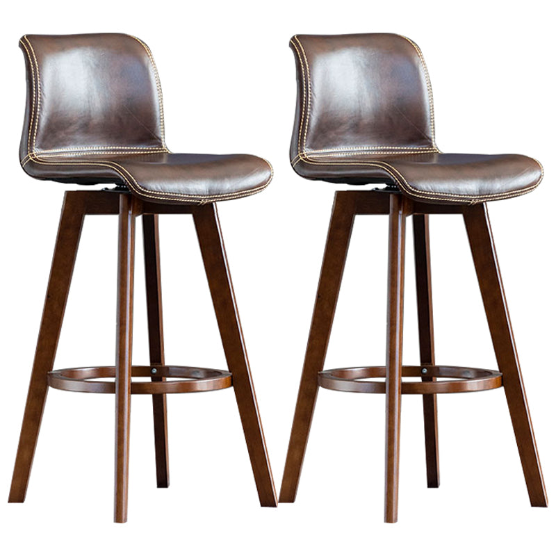 Scandinavia Style Bar-stool Wooden Legs Rectangle Seat for Kitchen Bar Dark Brown Brown 2 Piece Set Clearhalo 'Bar Furniture' 'Bar Stools' 'bar_stools' 'furn' 'furn_bar_stools' 'furniture_bar_stools' 'Kitchen & Dining Furniture' 'kitchen&dining_furn' 'kitchen' 'kitchen_furn' Furniture' 4576002