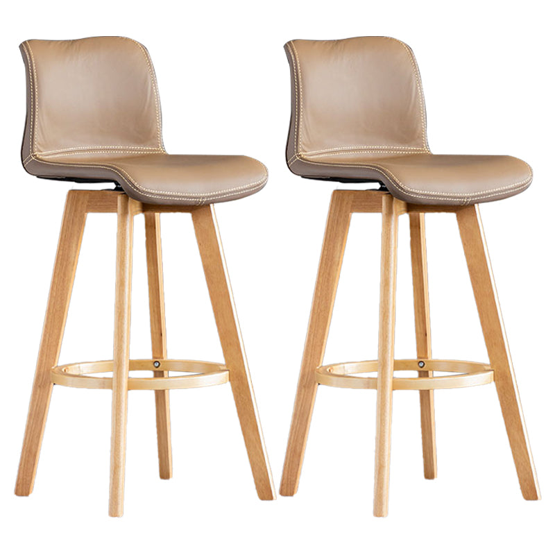 Scandinavia Style Bar-stool Wooden Legs Rectangle Seat for Kitchen Bar Dark Khaki Natural 2 Piece Set Clearhalo 'Bar Furniture' 'Bar Stools' 'bar_stools' 'furn' 'furn_bar_stools' 'furniture_bar_stools' 'Kitchen & Dining Furniture' 'kitchen&dining_furn' 'kitchen' 'kitchen_furn' Furniture' 4576004