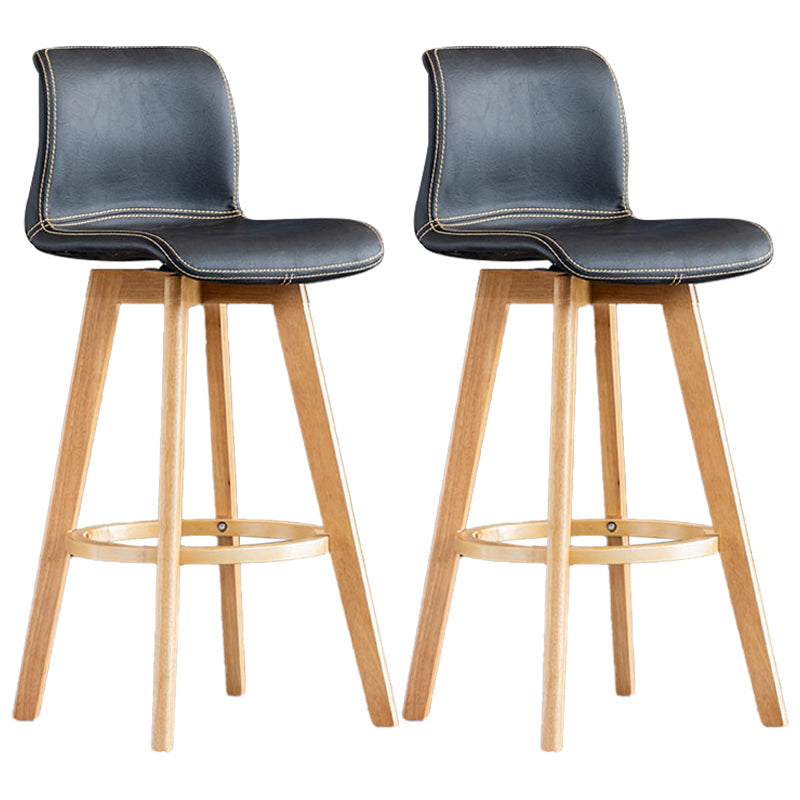 Scandinavia Style Bar-stool Wooden Legs Rectangle Seat for Kitchen Bar Matte Black Natural 2 Piece Set Clearhalo 'Bar Furniture' 'Bar Stools' 'bar_stools' 'furn' 'furn_bar_stools' 'furniture_bar_stools' 'Kitchen & Dining Furniture' 'kitchen&dining_furn' 'kitchen' 'kitchen_furn' Furniture' 4576010