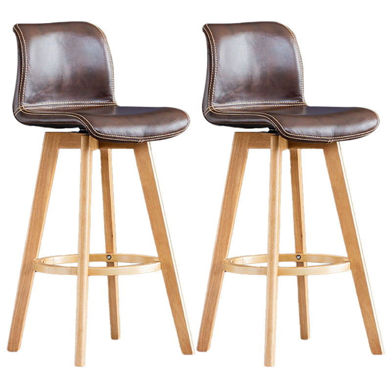 Scandinavia Style Bar-stool Wooden Legs Rectangle Seat for Kitchen Bar Dark Brown Natural 2 Piece Set Clearhalo 'Bar Furniture' 'Bar Stools' 'bar_stools' 'furn' 'furn_bar_stools' 'furniture_bar_stools' 'Kitchen & Dining Furniture' 'kitchen&dining_furn' 'kitchen' 'kitchen_furn' Furniture' 4576012