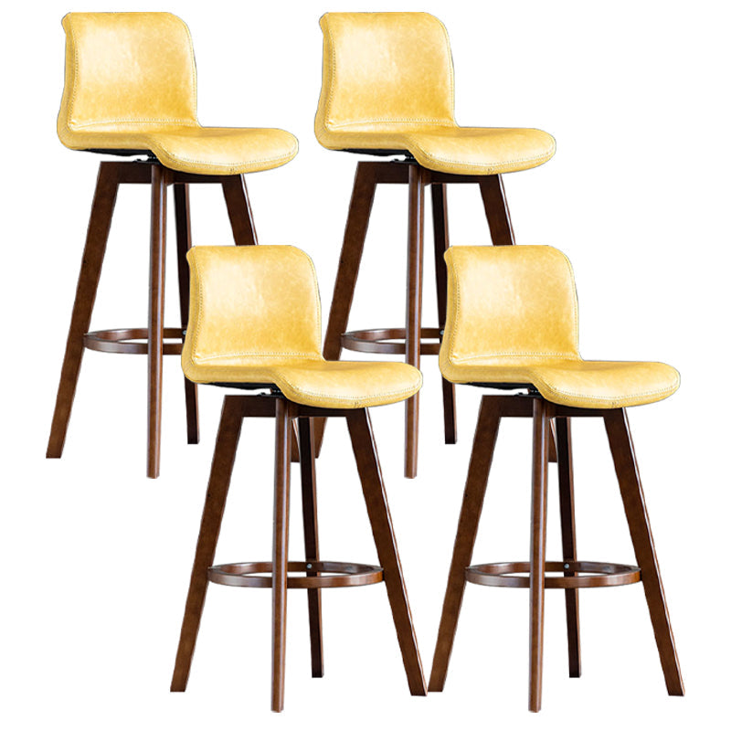 Scandinavia Style Bar-stool Wooden Legs Rectangle Seat for Kitchen Bar Yellow Brown 4 Piece Set Clearhalo 'Bar Furniture' 'Bar Stools' 'bar_stools' 'furn' 'furn_bar_stools' 'furniture_bar_stools' 'Kitchen & Dining Furniture' 'kitchen&dining_furn' 'kitchen' 'kitchen_furn' Furniture' 4576013