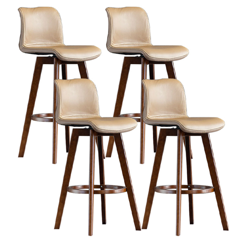Scandinavia Style Bar-stool Wooden Legs Rectangle Seat for Kitchen Bar Dark Khaki Brown 4 Piece Set Clearhalo 'Bar Furniture' 'Bar Stools' 'bar_stools' 'furn' 'furn_bar_stools' 'furniture_bar_stools' 'Kitchen & Dining Furniture' 'kitchen&dining_furn' 'kitchen' 'kitchen_furn' Furniture' 4576014