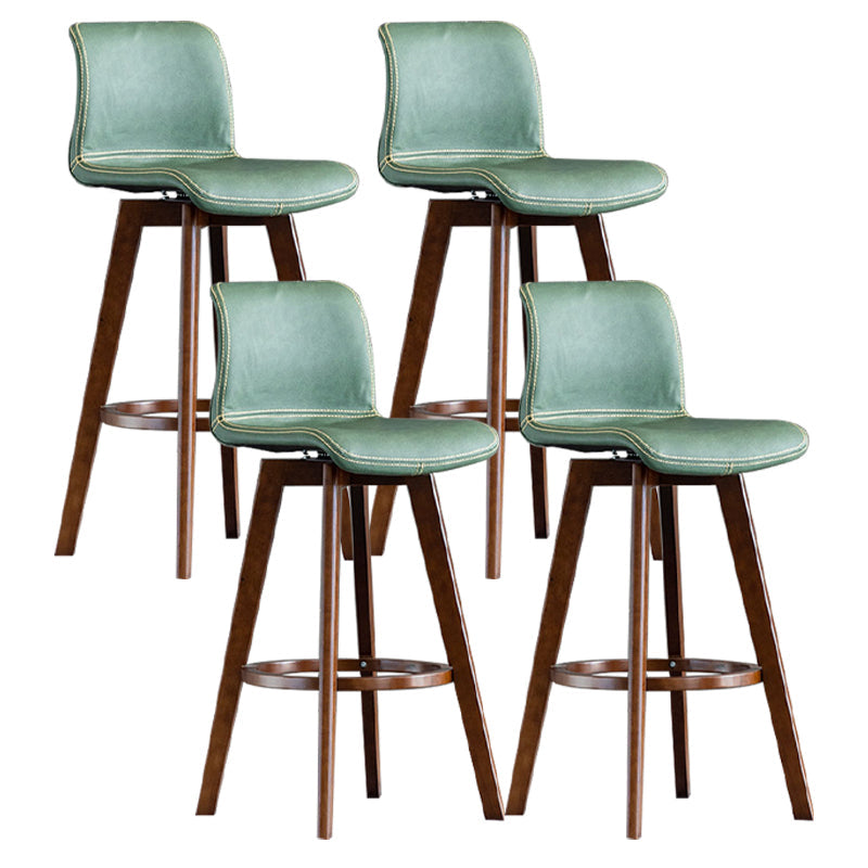 Scandinavia Style Bar-stool Wooden Legs Rectangle Seat for Kitchen Bar Blackish Green Brown 4 Piece Set Clearhalo 'Bar Furniture' 'Bar Stools' 'bar_stools' 'furn' 'furn_bar_stools' 'furniture_bar_stools' 'Kitchen & Dining Furniture' 'kitchen&dining_furn' 'kitchen' 'kitchen_furn' Furniture' 4576015