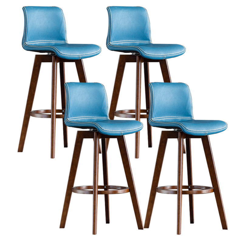 Scandinavia Style Bar-stool Wooden Legs Rectangle Seat for Kitchen Bar Royal Blue Brown 4 Piece Set Clearhalo 'Bar Furniture' 'Bar Stools' 'bar_stools' 'furn' 'furn_bar_stools' 'furniture_bar_stools' 'Kitchen & Dining Furniture' 'kitchen&dining_furn' 'kitchen' 'kitchen_furn' Furniture' 4576016