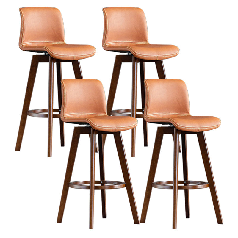 Scandinavia Style Bar-stool Wooden Legs Rectangle Seat for Kitchen Bar Light Brown Brown 4 Piece Set Clearhalo 'Bar Furniture' 'Bar Stools' 'bar_stools' 'furn' 'furn_bar_stools' 'furniture_bar_stools' 'Kitchen & Dining Furniture' 'kitchen&dining_furn' 'kitchen' 'kitchen_furn' Furniture' 4576017