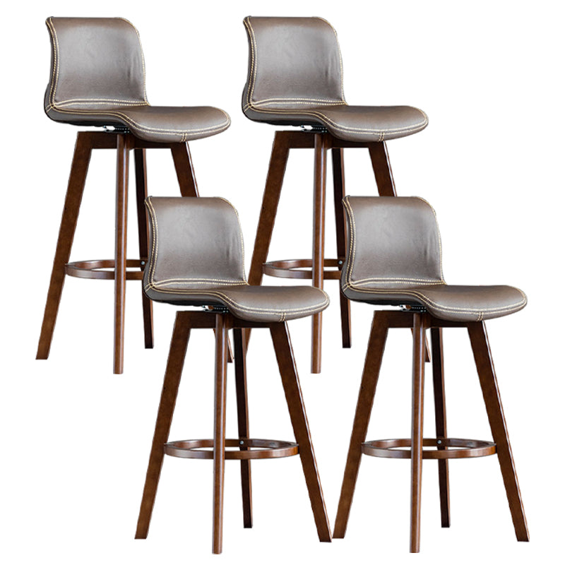 Scandinavia Style Bar-stool Wooden Legs Rectangle Seat for Kitchen Bar Coffee Brown 4 Piece Set Clearhalo 'Bar Furniture' 'Bar Stools' 'bar_stools' 'furn' 'furn_bar_stools' 'furniture_bar_stools' 'Kitchen & Dining Furniture' 'kitchen&dining_furn' 'kitchen' 'kitchen_furn' Furniture' 4576018