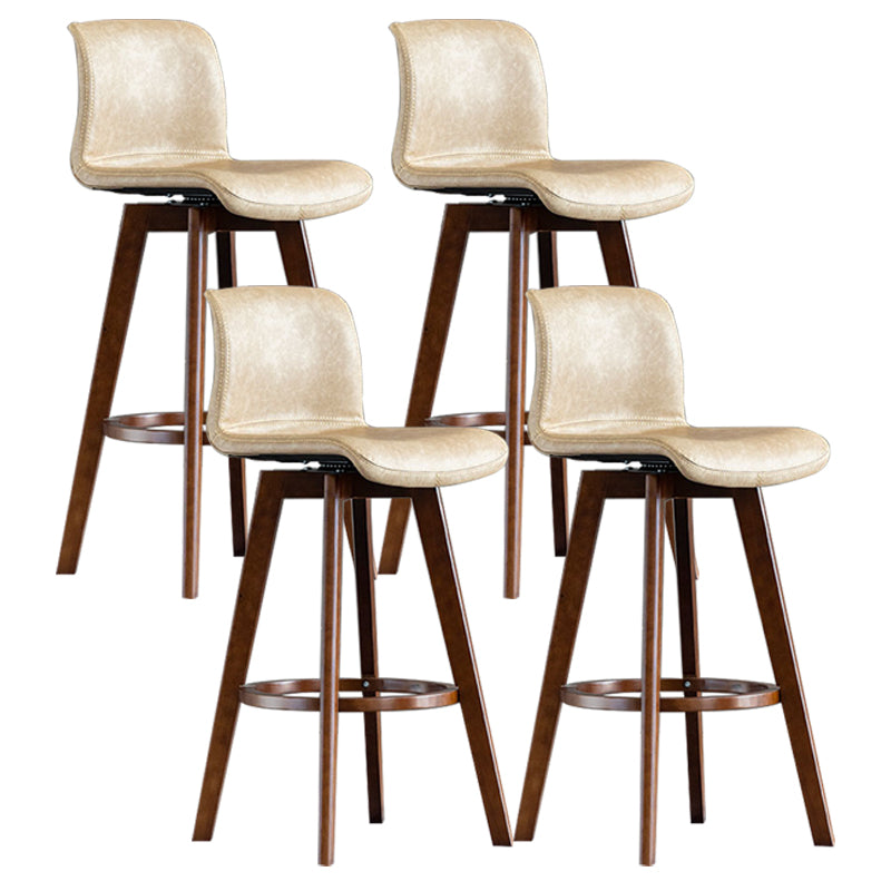 Scandinavia Style Bar-stool Wooden Legs Rectangle Seat for Kitchen Bar Light Khaki Brown 4 Piece Set Clearhalo 'Bar Furniture' 'Bar Stools' 'bar_stools' 'furn' 'furn_bar_stools' 'furniture_bar_stools' 'Kitchen & Dining Furniture' 'kitchen&dining_furn' 'kitchen' 'kitchen_furn' Furniture' 4576019