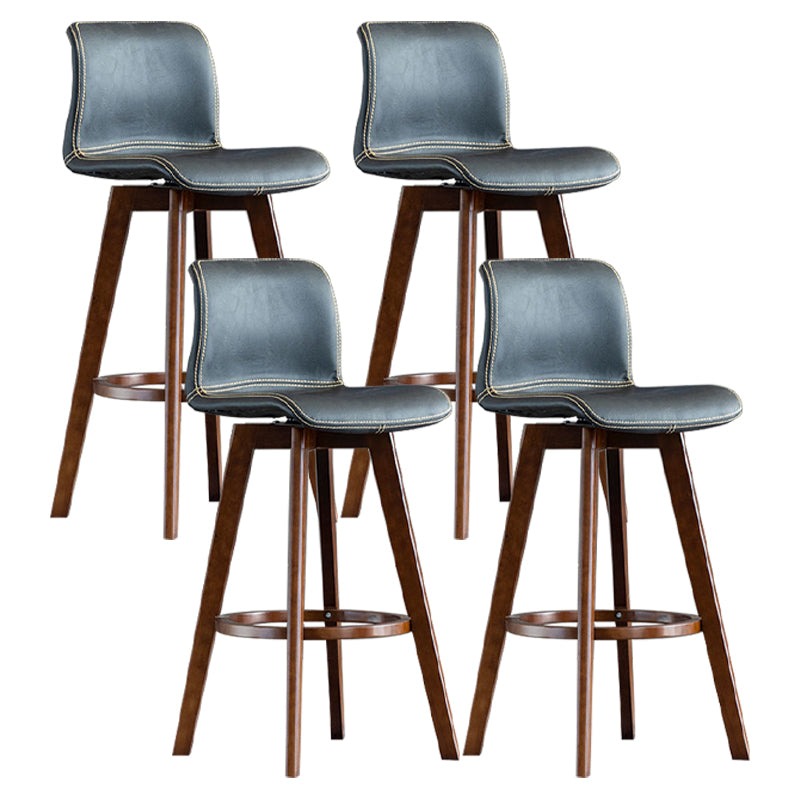 Scandinavia Style Bar-stool Wooden Legs Rectangle Seat for Kitchen Bar Matte Black Brown 4 Piece Set Clearhalo 'Bar Furniture' 'Bar Stools' 'bar_stools' 'furn' 'furn_bar_stools' 'furniture_bar_stools' 'Kitchen & Dining Furniture' 'kitchen&dining_furn' 'kitchen' 'kitchen_furn' Furniture' 4576020