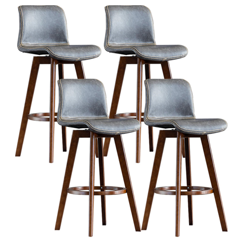Scandinavia Style Bar-stool Wooden Legs Rectangle Seat for Kitchen Bar Grey Brown 4 Piece Set Clearhalo 'Bar Furniture' 'Bar Stools' 'bar_stools' 'furn' 'furn_bar_stools' 'furniture_bar_stools' 'Kitchen & Dining Furniture' 'kitchen&dining_furn' 'kitchen' 'kitchen_furn' Furniture' 4576021