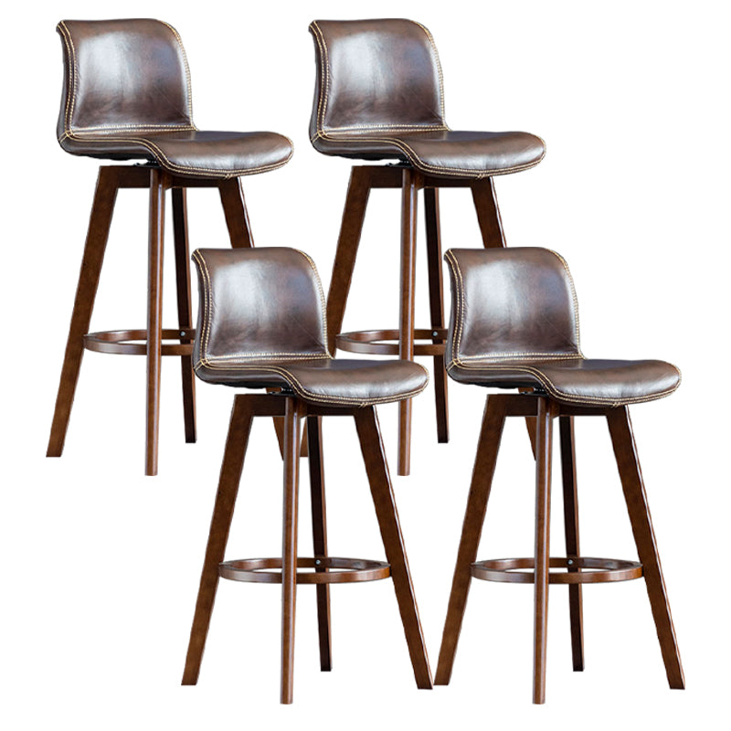 Scandinavia Style Bar-stool Wooden Legs Rectangle Seat for Kitchen Bar Dark Brown Brown 4 Piece Set Clearhalo 'Bar Furniture' 'Bar Stools' 'bar_stools' 'furn' 'furn_bar_stools' 'furniture_bar_stools' 'Kitchen & Dining Furniture' 'kitchen&dining_furn' 'kitchen' 'kitchen_furn' Furniture' 4576022