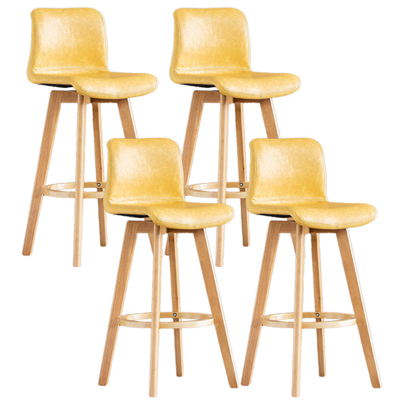 Scandinavia Style Bar-stool Wooden Legs Rectangle Seat for Kitchen Bar Yellow Natural 4 Piece Set Clearhalo 'Bar Furniture' 'Bar Stools' 'bar_stools' 'furn' 'furn_bar_stools' 'furniture_bar_stools' 'Kitchen & Dining Furniture' 'kitchen&dining_furn' 'kitchen' 'kitchen_furn' Furniture' 4576023