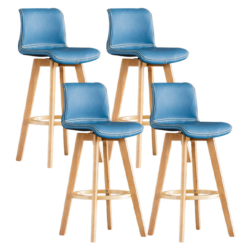 Scandinavia Style Bar-stool Wooden Legs Rectangle Seat for Kitchen Bar Royal Blue Natural 4 Piece Set Clearhalo 'Bar Furniture' 'Bar Stools' 'bar_stools' 'furn' 'furn_bar_stools' 'furniture_bar_stools' 'Kitchen & Dining Furniture' 'kitchen&dining_furn' 'kitchen' 'kitchen_furn' Furniture' 4576026