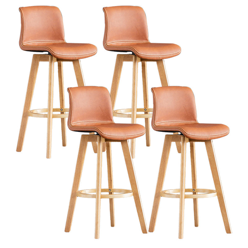Scandinavia Style Bar-stool Wooden Legs Rectangle Seat for Kitchen Bar Light Brown Natural 4 Piece Set Clearhalo 'Bar Furniture' 'Bar Stools' 'bar_stools' 'furn' 'furn_bar_stools' 'furniture_bar_stools' 'Kitchen & Dining Furniture' 'kitchen&dining_furn' 'kitchen' 'kitchen_furn' Furniture' 4576027