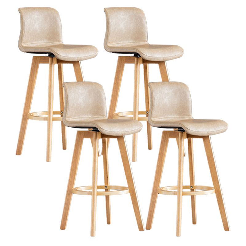 Scandinavia Style Bar-stool Wooden Legs Rectangle Seat for Kitchen Bar Light Khaki Natural 4 Piece Set Clearhalo 'Bar Furniture' 'Bar Stools' 'bar_stools' 'furn' 'furn_bar_stools' 'furniture_bar_stools' 'Kitchen & Dining Furniture' 'kitchen&dining_furn' 'kitchen' 'kitchen_furn' Furniture' 4576029