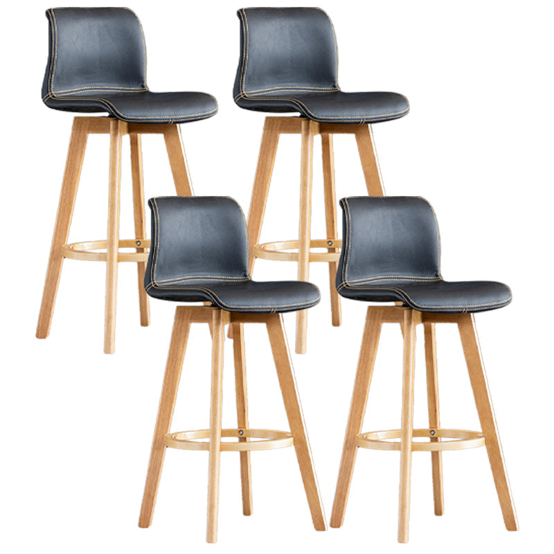 Scandinavia Style Bar-stool Wooden Legs Rectangle Seat for Kitchen Bar Matte Black Natural 4 Piece Set Clearhalo 'Bar Furniture' 'Bar Stools' 'bar_stools' 'furn' 'furn_bar_stools' 'furniture_bar_stools' 'Kitchen & Dining Furniture' 'kitchen&dining_furn' 'kitchen' 'kitchen_furn' Furniture' 4576030