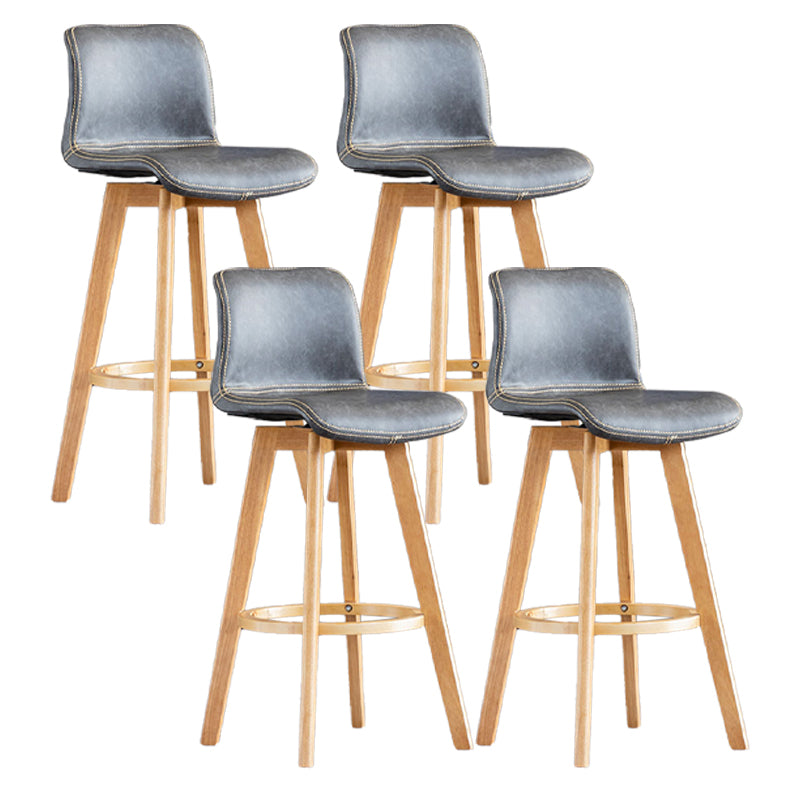Scandinavia Style Bar-stool Wooden Legs Rectangle Seat for Kitchen Bar Grey Natural 4 Piece Set Clearhalo 'Bar Furniture' 'Bar Stools' 'bar_stools' 'furn' 'furn_bar_stools' 'furniture_bar_stools' 'Kitchen & Dining Furniture' 'kitchen&dining_furn' 'kitchen' 'kitchen_furn' Furniture' 4576031